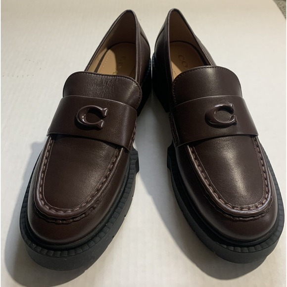 COACH Sz 6B Maple Brown Leah Patent Leather Platform Loafer - Picture 2 of 8